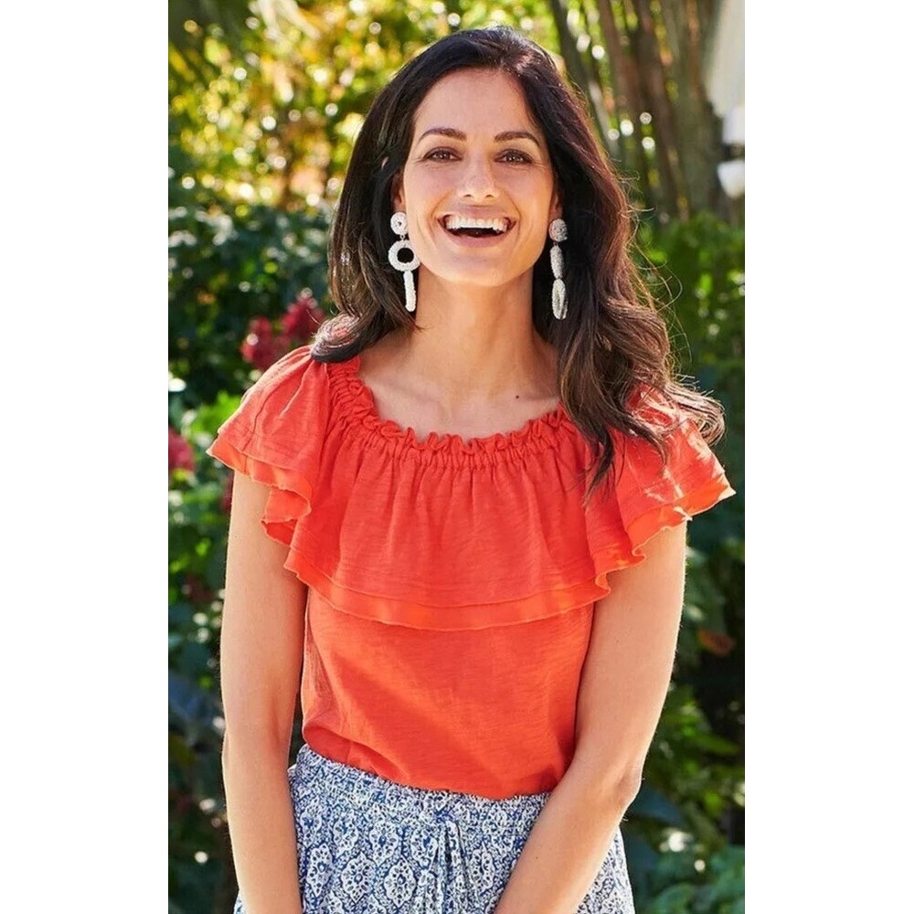 Matilda Jane Womens Everything I See orange off the shoulder top Size Medium